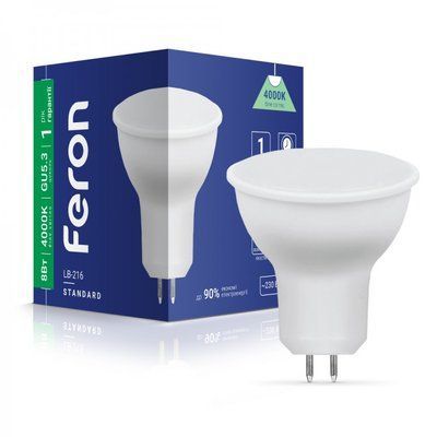 Лампочка LED 8 W 700 Lm 4000 K G5.3 MR16 Feron LB-216 (40185) 000929 фото