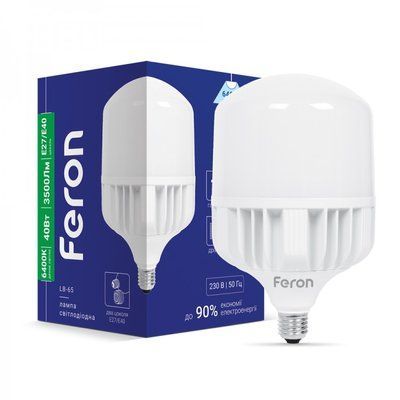 Лампочка LED 40 W 3500 Lm 6400 K A80 E27-E40 Feron LB-65 (01515) 000932 фото