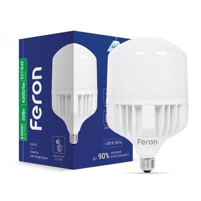 Лампочка LED 50 W 4300 Lm 6400 K A80 E27-E40 Feron LB-65 (01517) 000933 фото