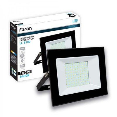 Прожектор LED 100 W 7000 Lm 6400 K IP65 чорний Feron LL-8100 (40059) 000944 фото