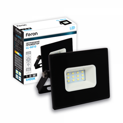 Прожектор LED 10 W 900 Lm 6400 K IP65 чорний Feron LL-6010 (40051) 000941 фото