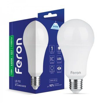 Лампочка LED 12 W 1100 Lm 6400 K A60 E27 Feron LB-702 (25979) 000920 фото