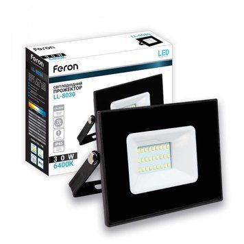 Прожектор LED 30 W 2100 Lm 6400 K IP65 чорний Feron LL-8030 (40057) 000943 фото