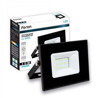 Прожектор LED 30 W 2100 Lm 6400 K IP65 чорний Feron LL-8030 (40057) 000943 фото