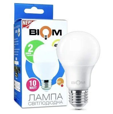Лампочка LED 10 W 900 Lm 4500 K A60 E27 Biom BT-510 002685 фото