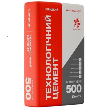 Цемент технологічний Кривий Ріг СЕМ ІІI А 42.5 М 500 (25 кг) 004057 фото