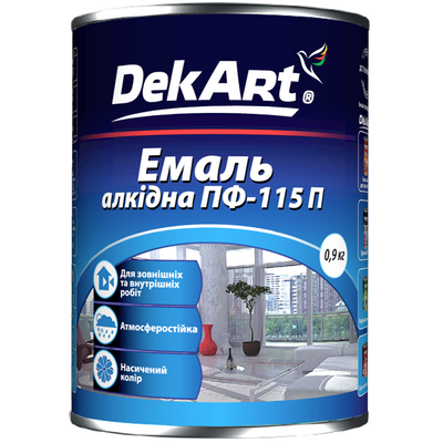 Емаль алкідна ПФ-115П DekArt сіра 0,9 кг 000260 фото