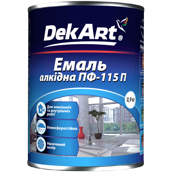 Емаль алкідна ПФ-115П DekArt жовта 0,9 кг 000256 фото